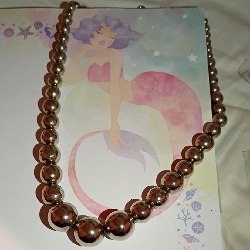 Elegant Vintage Silver Beaded Necklace